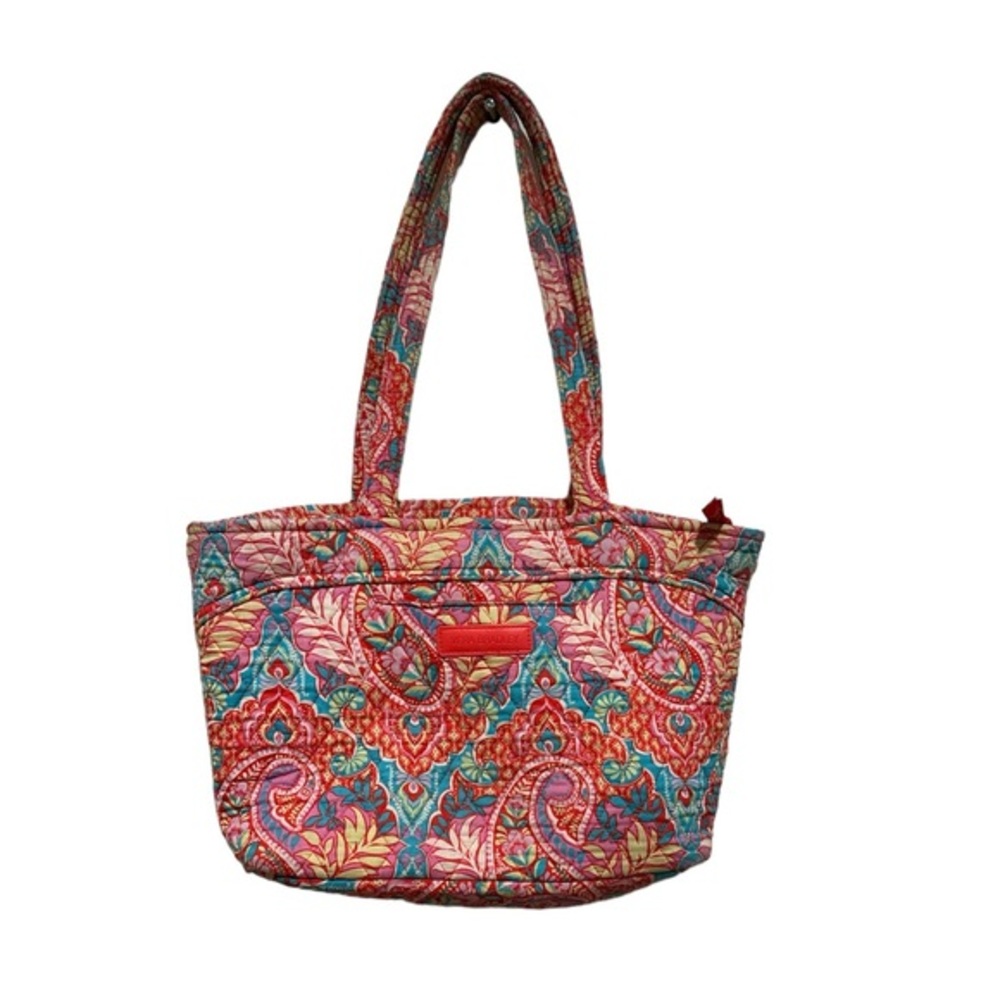 VERA BRADLEY PAISLEY PINK BLUE QUILTED ZIPPERED SHOULDER BAG